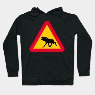 Warning sign from Sweden Moose Elk Hoodie